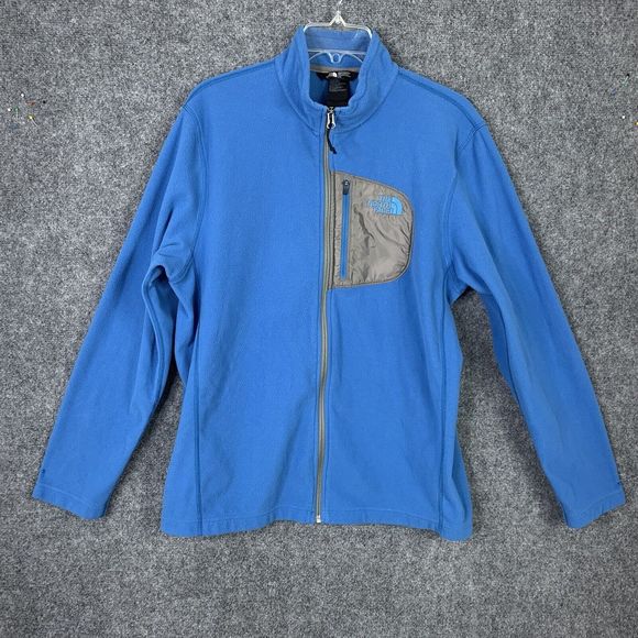 The North Face Light Weight Fleece Zip Front Jacket Men L Chest Pocket Turquoise - Picture 1 of 12